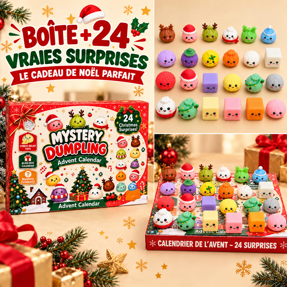 Calendrier de l’Avent Mystery Dumpling – 24 Squishies Surprise