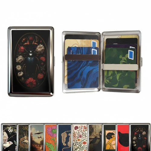 Vintage-Style Vintage Card Case Metal Material Easy Snap Metal Case Versatile Design Multi-function Card Holder ID Card Holder