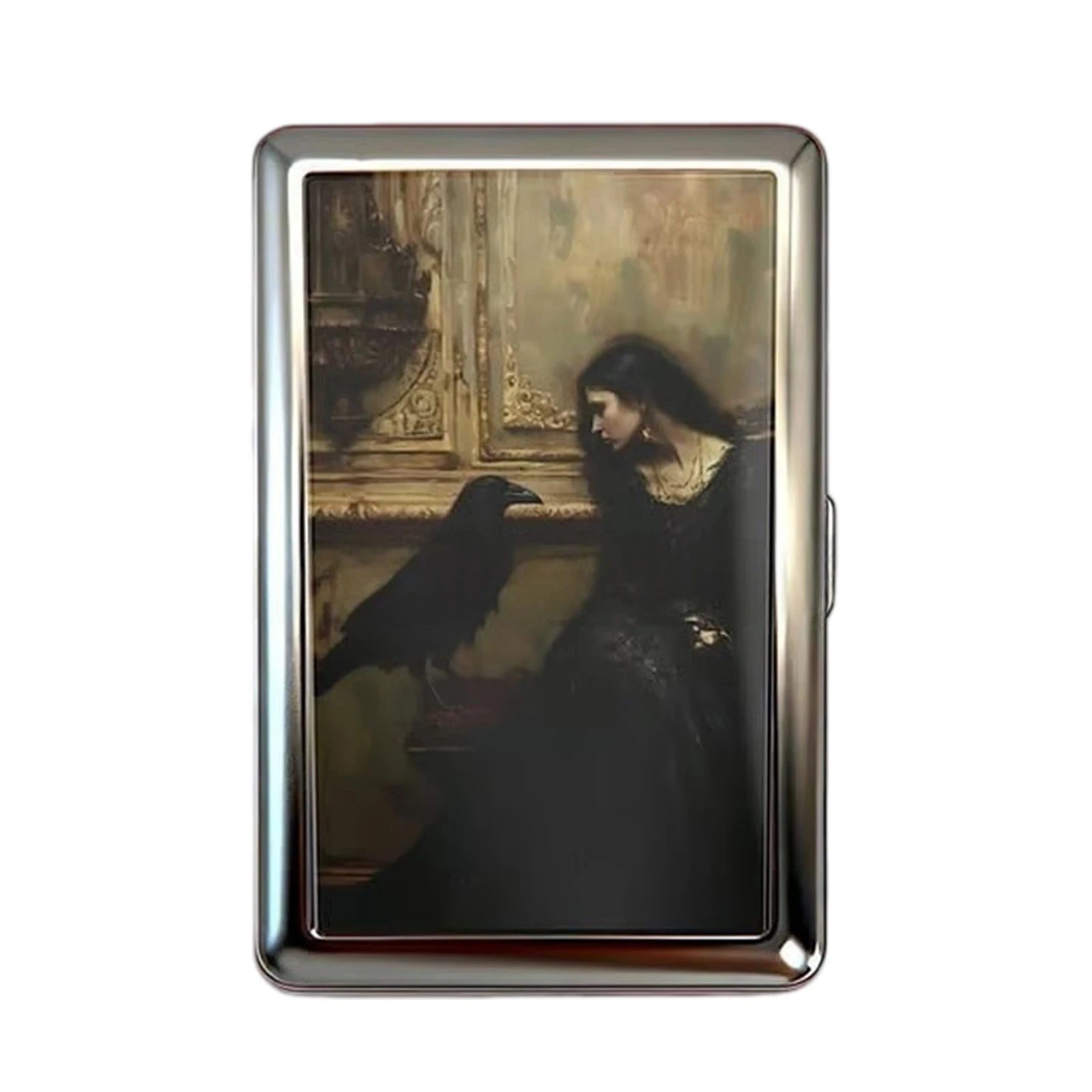 Vintage Style Metal Cigarette Carrying Case Art Deco Design Versatile Card & Cash Case Easy Snap Gift Idea for for Women and Men